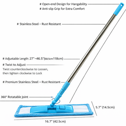 Detachable Coral Fleece Flat Mop with Stainless Steel Handle