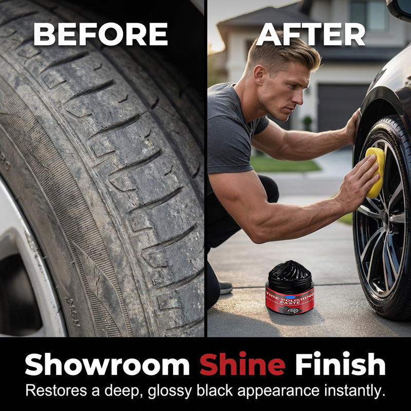 🚗3-in-1 Tire & Plastic Trim Renewal Paste – Restore Shine & Prevent Cracking