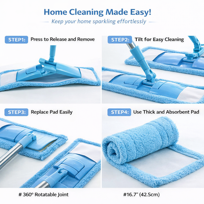 Detachable Coral Fleece Flat Mop with Stainless Steel Handle