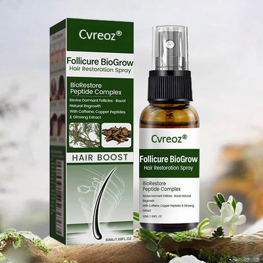Cvreoz® Follicure BioGrow Hair Restoration Spray ( Reawaken Your Roots. Regrow Naturally. ✨ Clinically Proven Hair Regrowth Within 4 Weeks ✨)