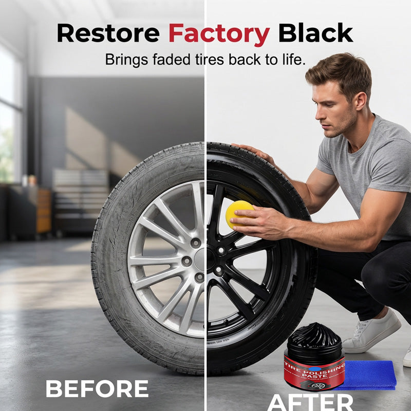 🚗3-in-1 Tire & Plastic Trim Renewal Paste – Restore Shine & Prevent Cracking