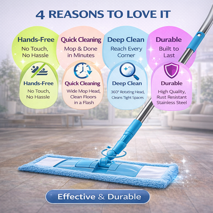 Detachable Coral Fleece Flat Mop with Stainless Steel Handle