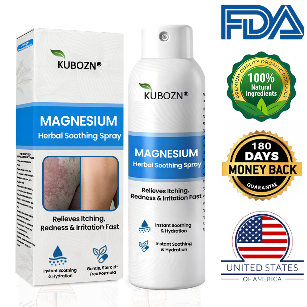 ✅  Official Store:KUBOZN® Magnesium Herbal Spray – Fast Relief for Psoriasis & Eczema | No-Rub, Steroid-Free