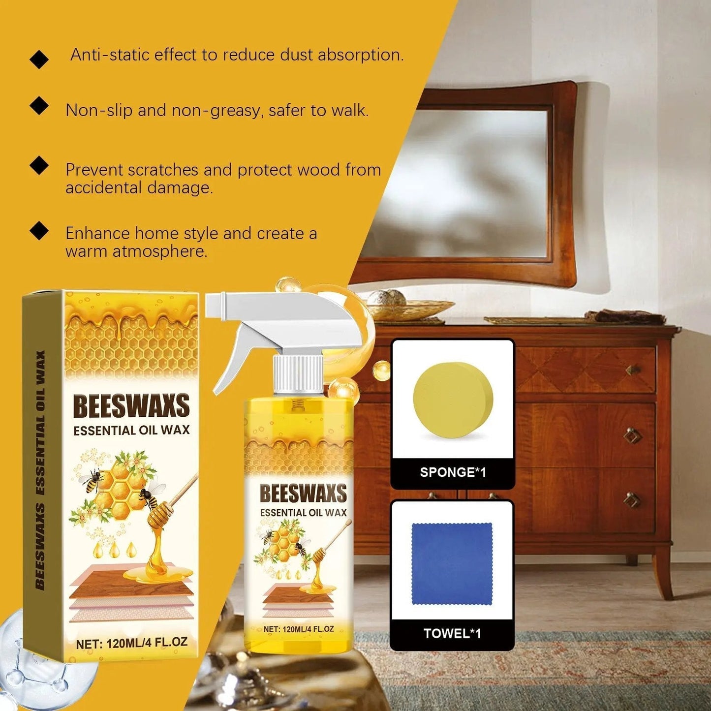 Ajaxfit™2026 HOT SALE🔥Beeswax Wood Polish Spray
