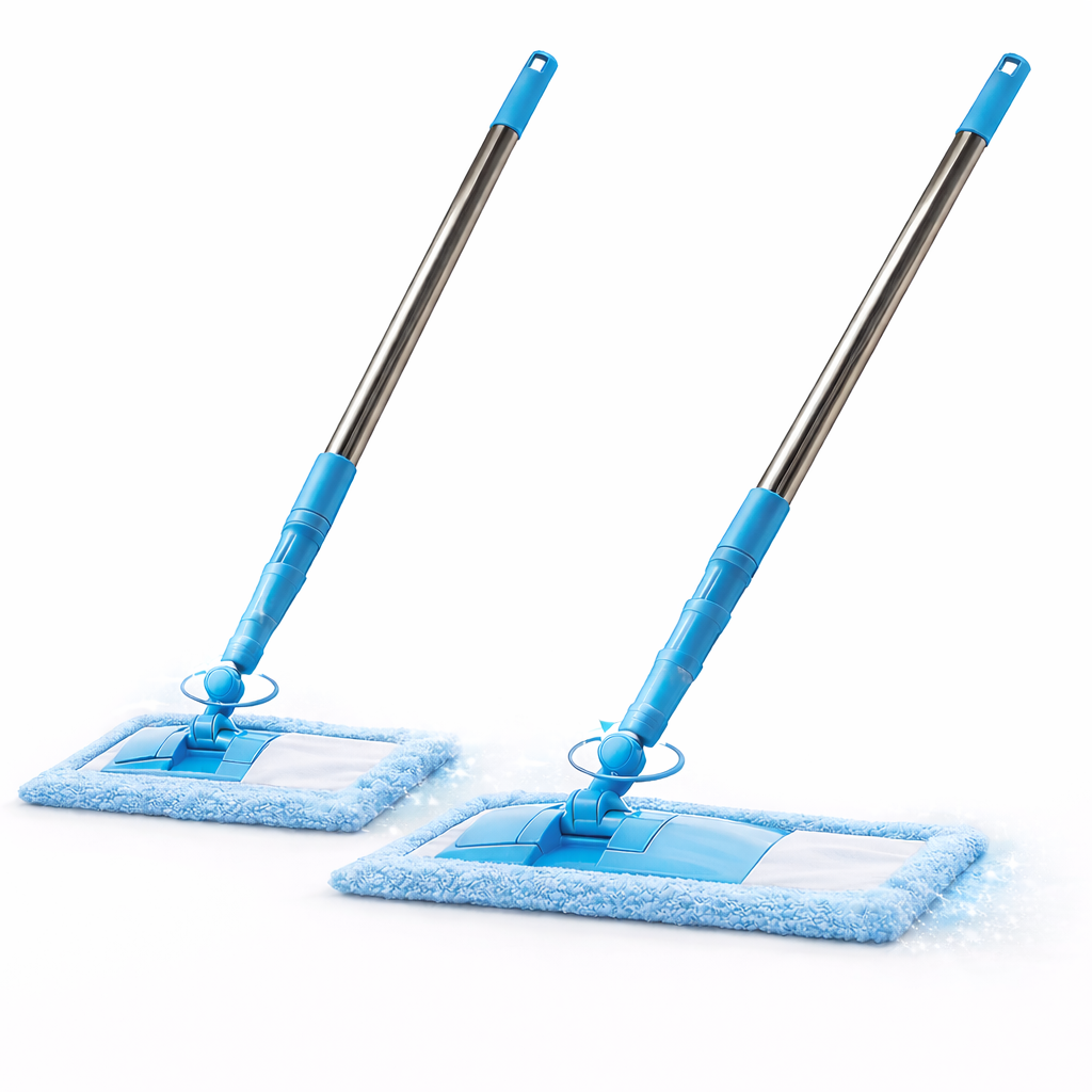 Detachable Coral Fleece Flat Mop with Stainless Steel Handle